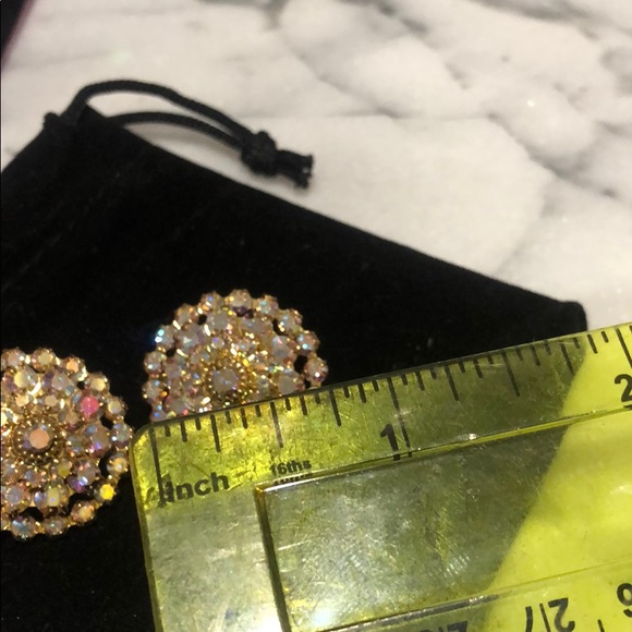 Aurora Borealis Crystal 3/4β Button Earrings,NWT - Picture 6 of 8